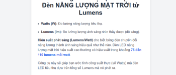tính Lumen sang Watts bằng công cụ