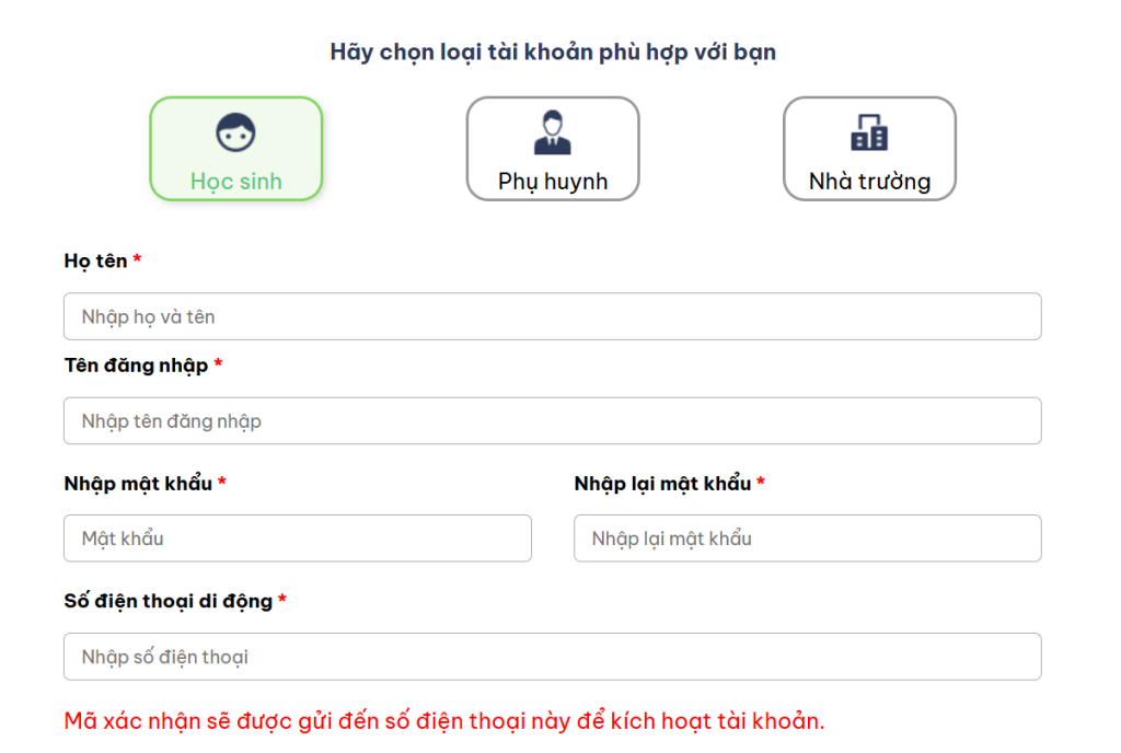 Đăng kí tài khoản trên Vioedu