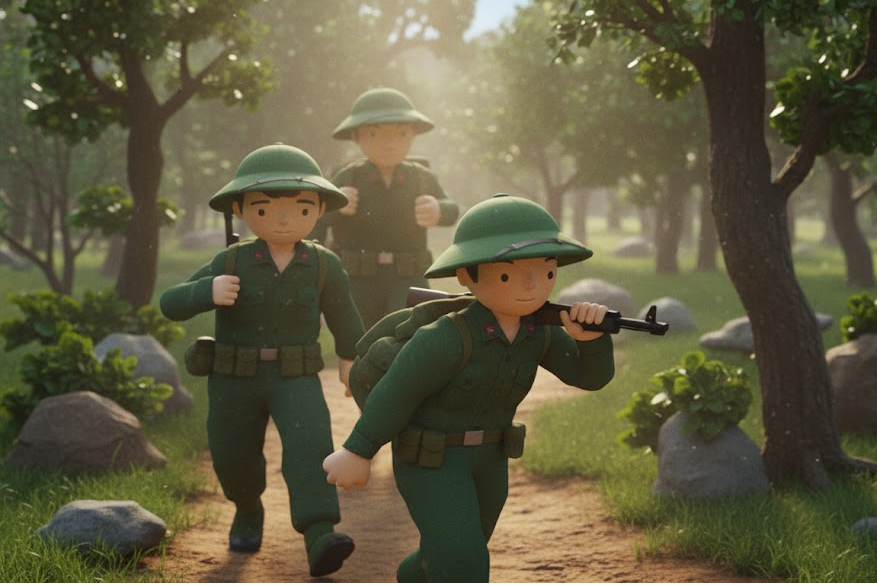 Hình ảnh chú giải phóng quân được xử lý qua hình ảnh AI